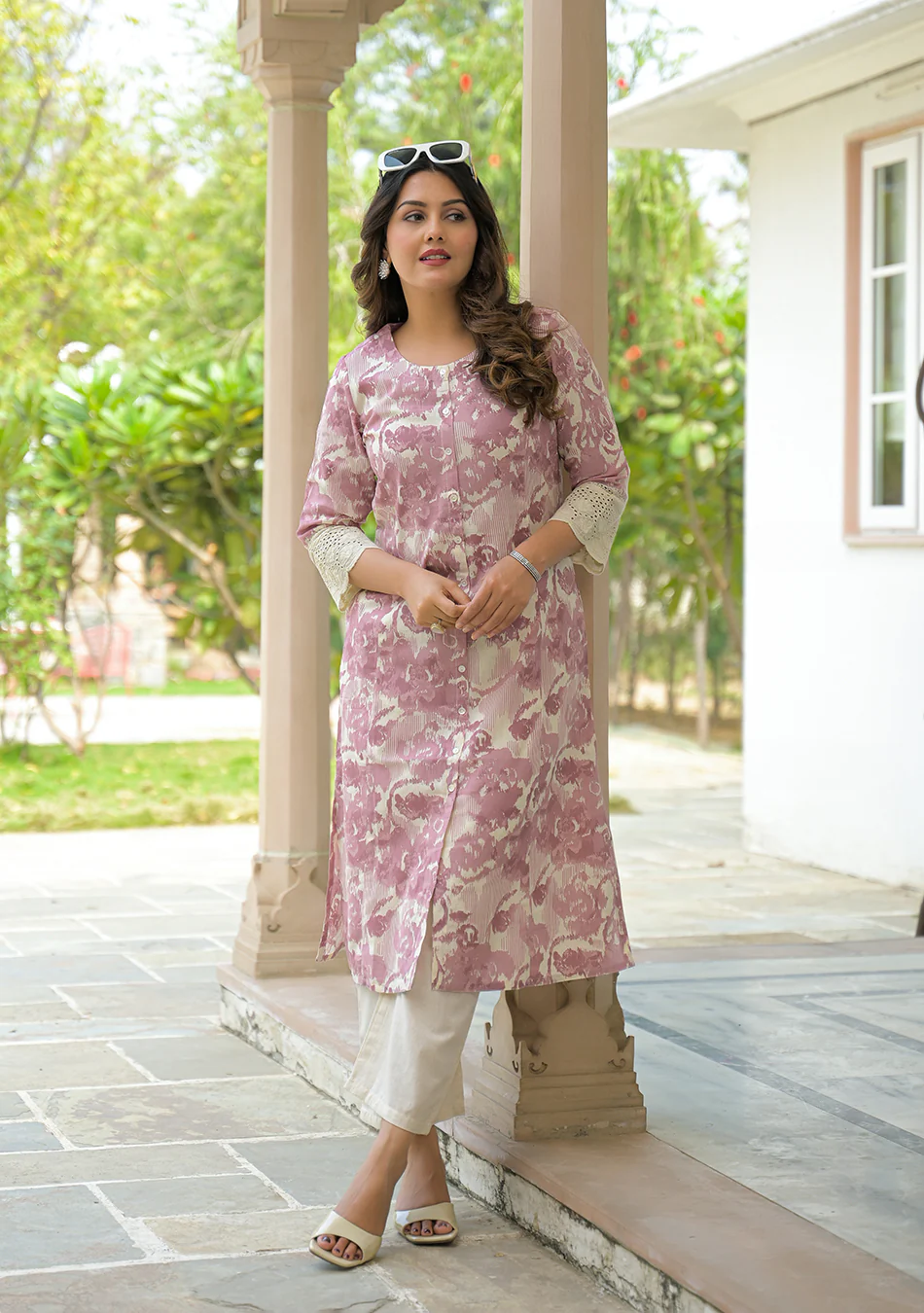 Blush Bloom Schiffli Kurta - Image 8