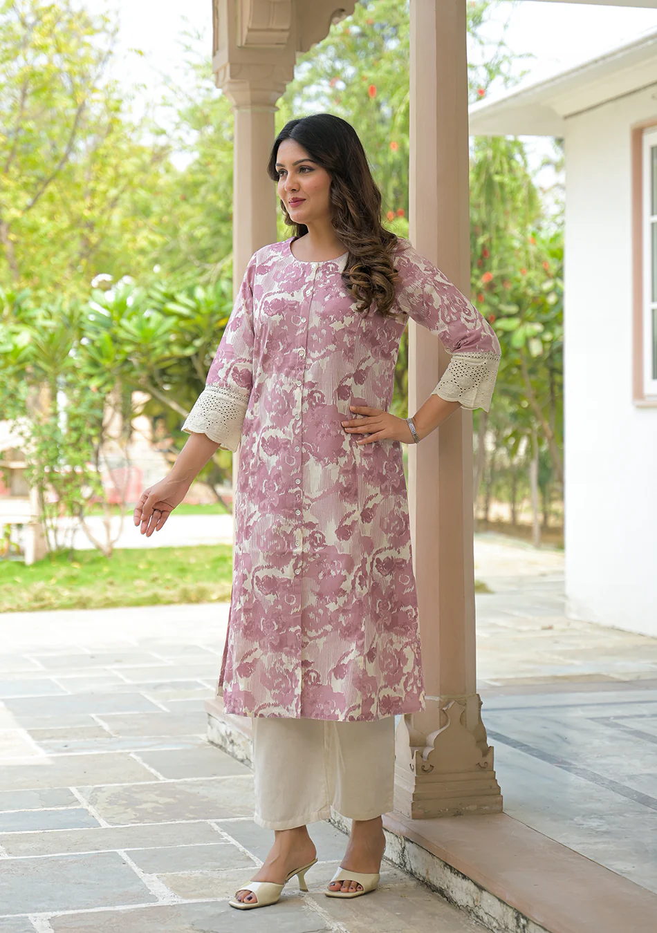 Blush Bloom Schiffli Kurta - Image 9