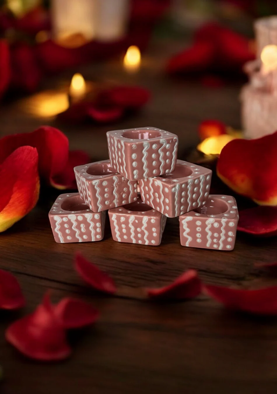 Blush Pink Handcrafted Tea Light Diya - Image 3