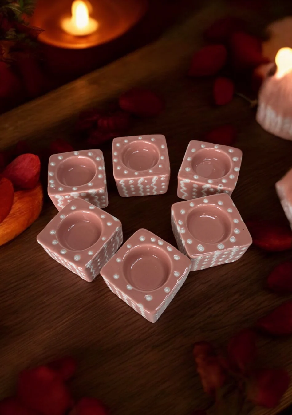 Blush Pink Handcrafted Tea Light Diya - Image 7