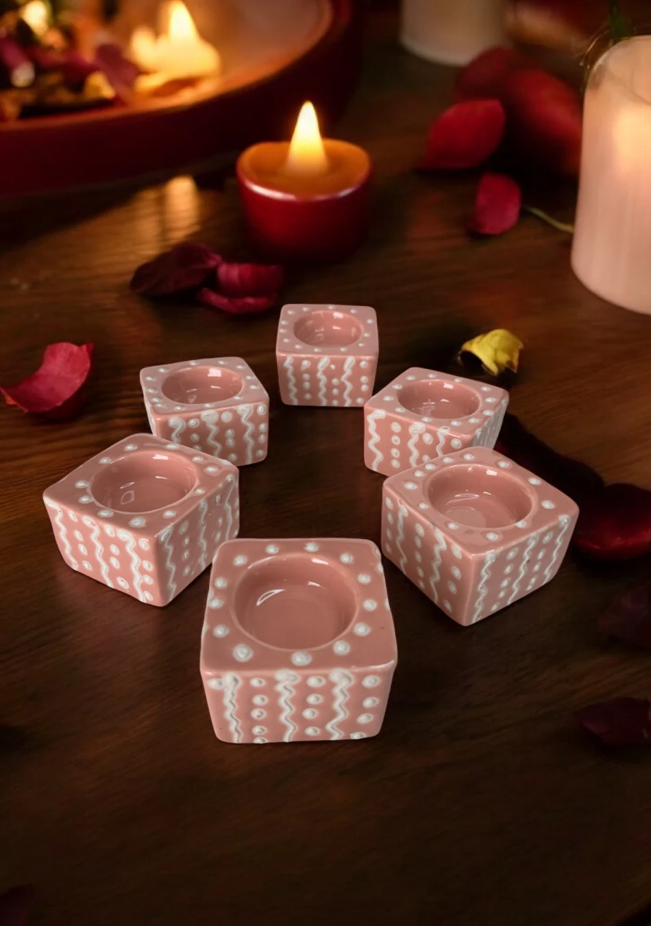 Blush Pink Handcrafted Tea Light Diya - Image 9