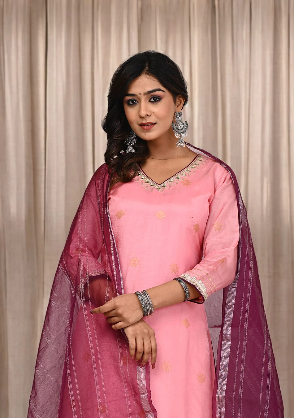 Blush Pink Suit Set with Dupatta - Image 3