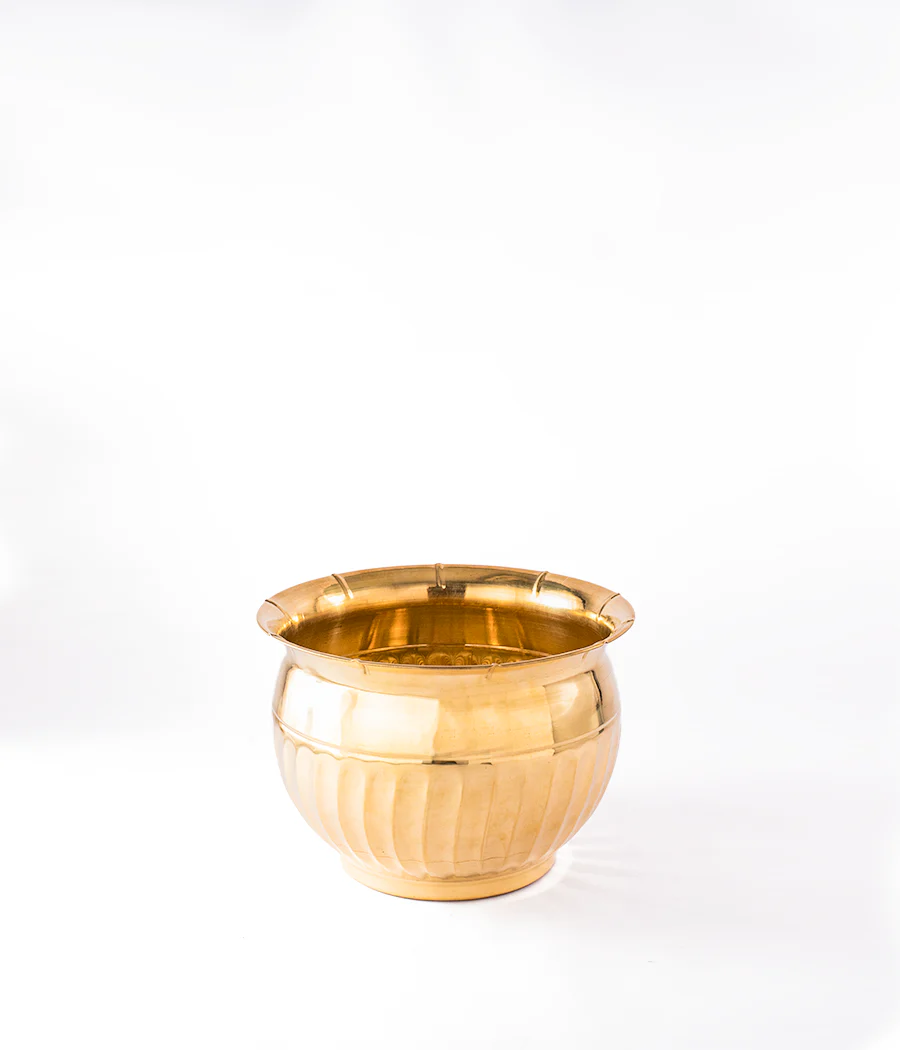Bowl Shaped Brass Planter - Image 2