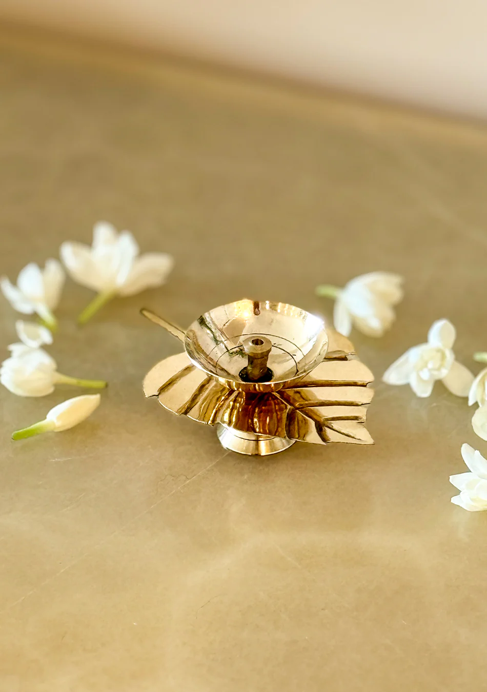 Brass Flame Leaf Diya - Image 2