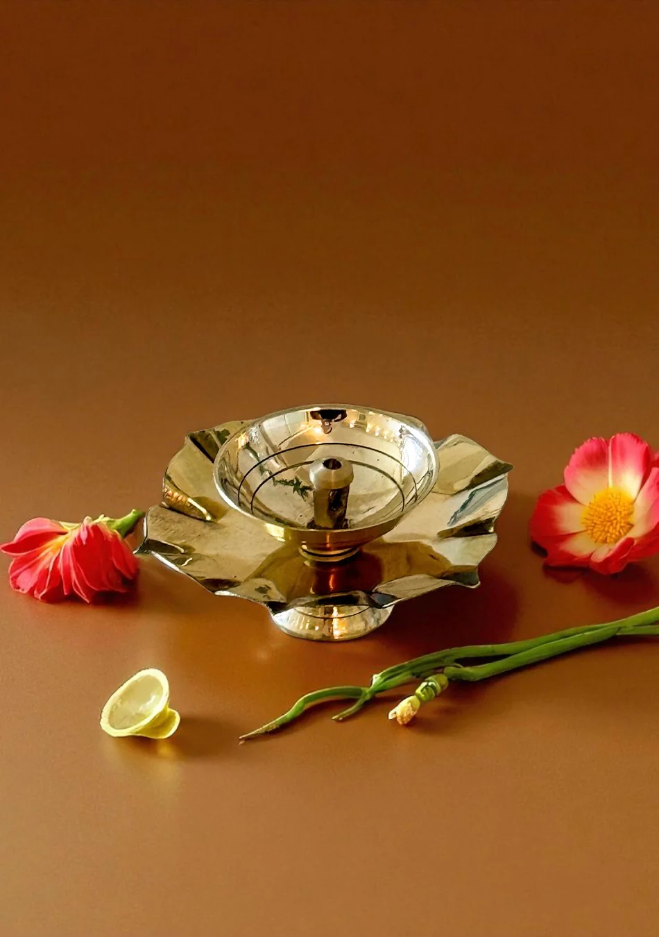 Brass Lush Lotus Diya - Image 4