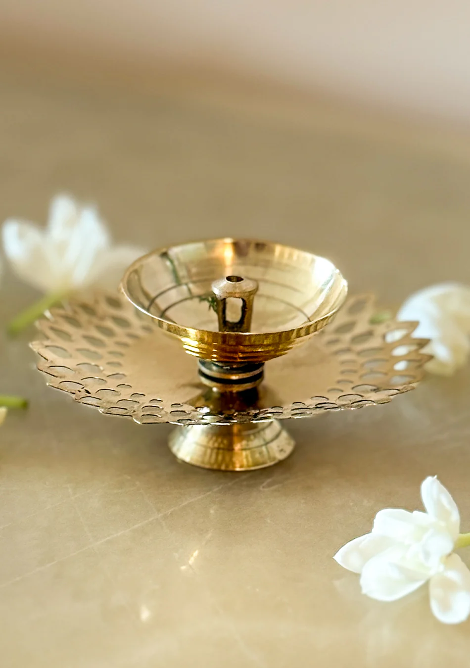 Brass round flower Diya - Image 10