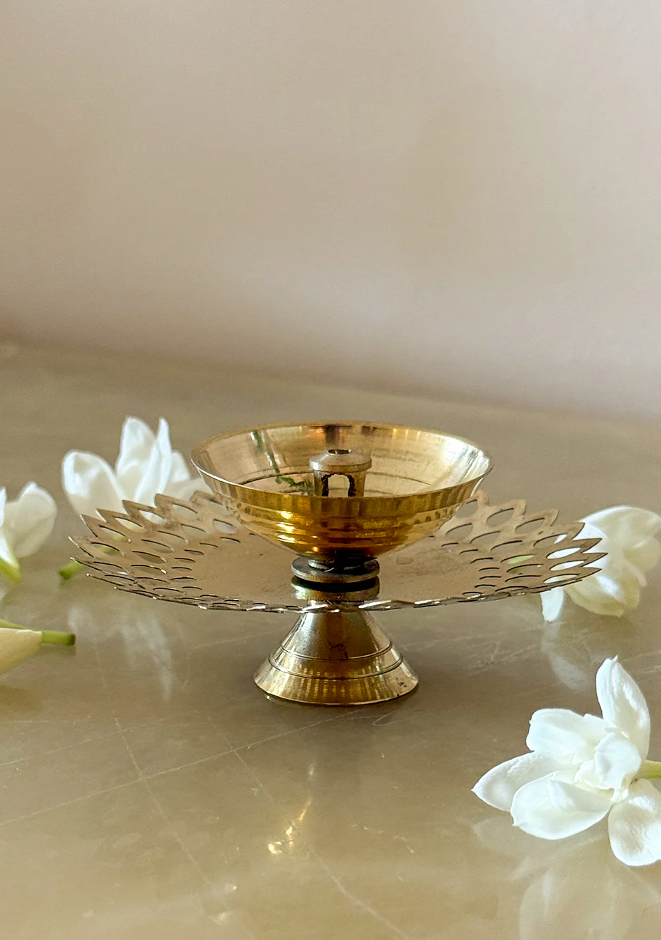 Brass round flower Diya - Image 3