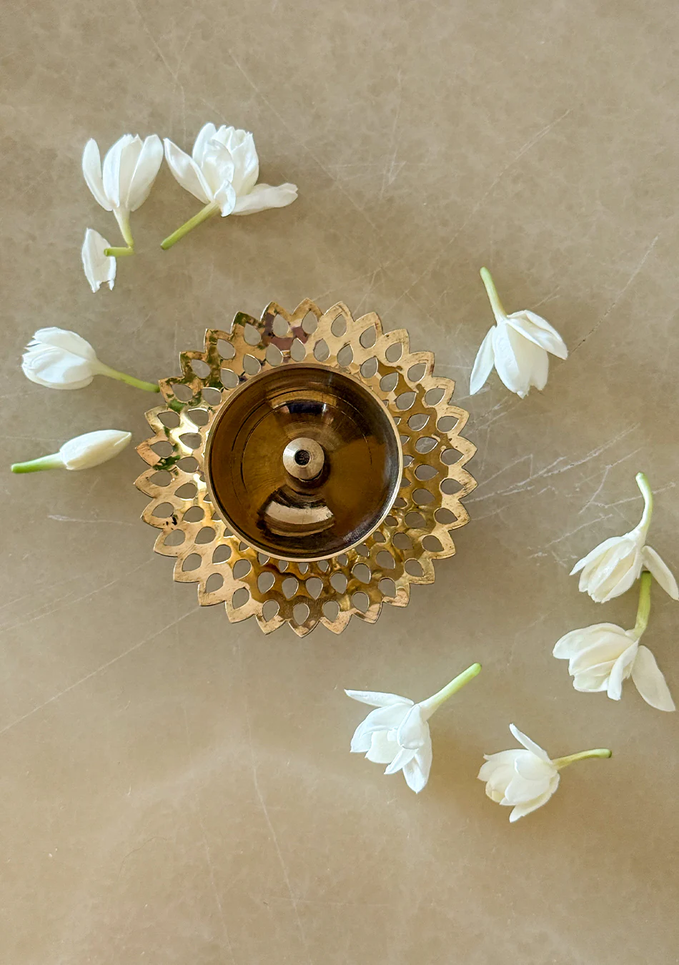 Brass round flower Diya - Image 4