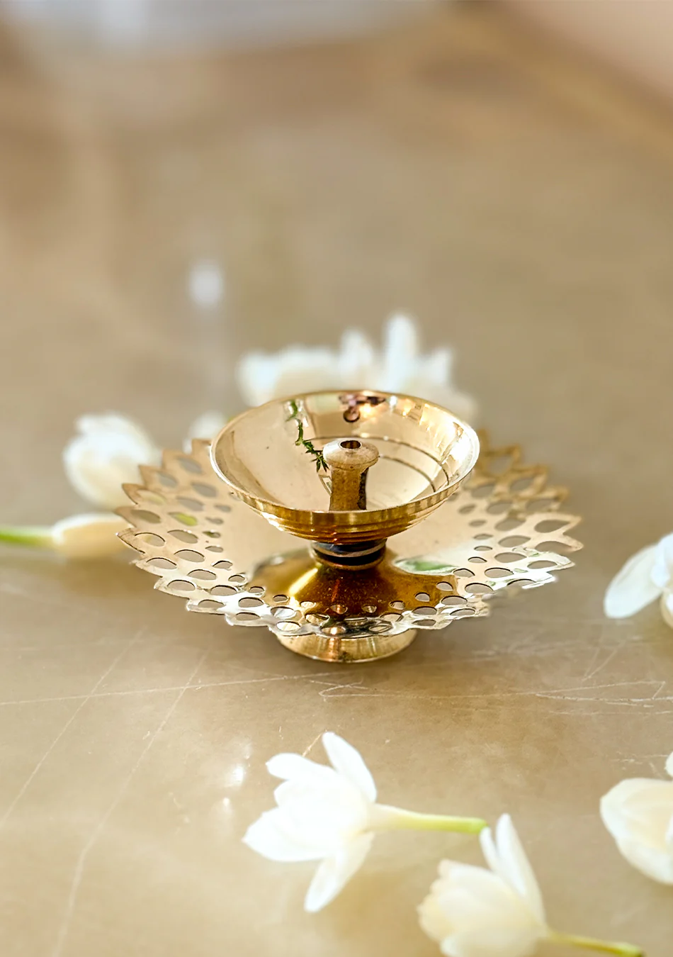 Brass round flower Diya - Image 8