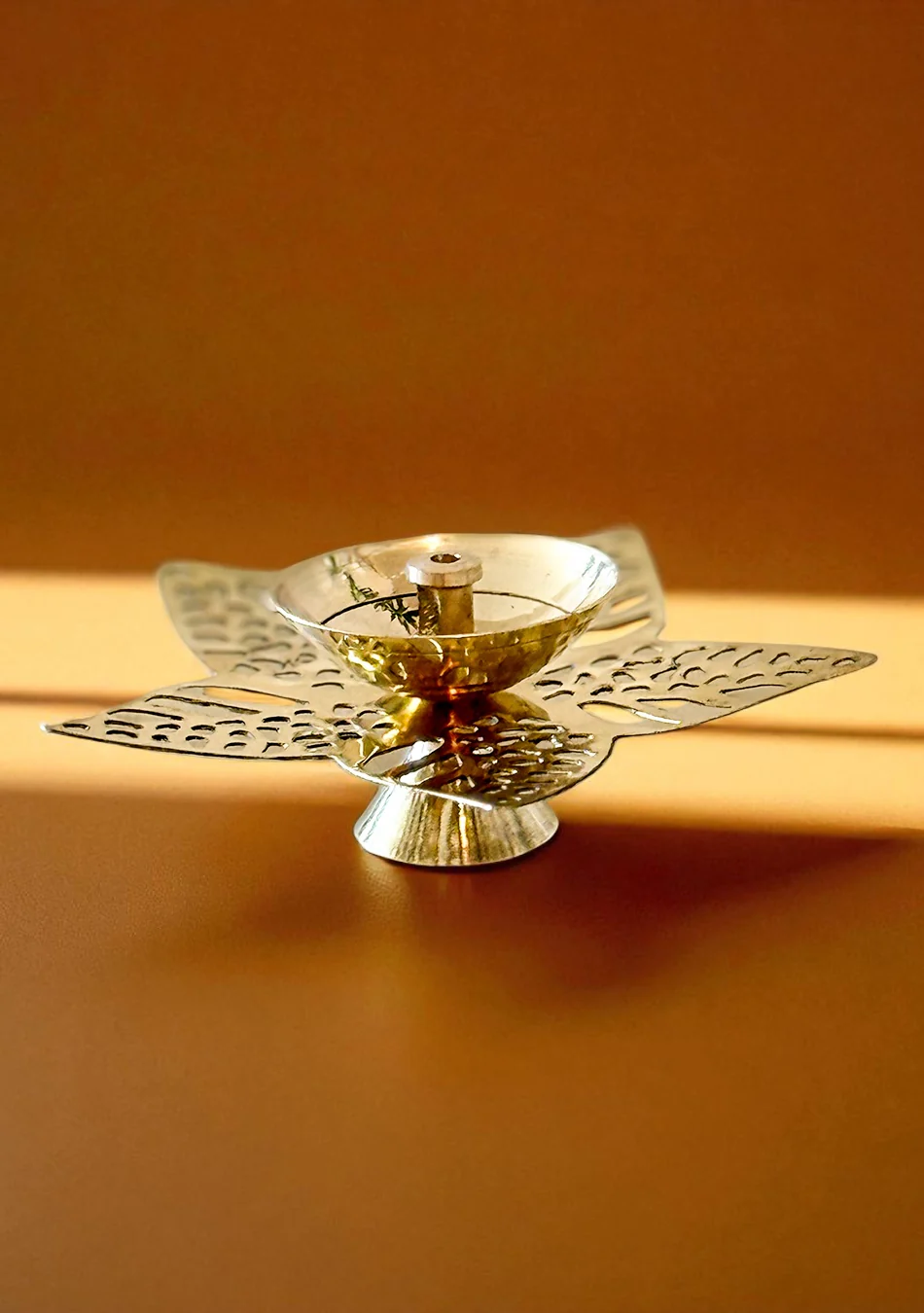 Brass Sun Lily Diya - Image 3
