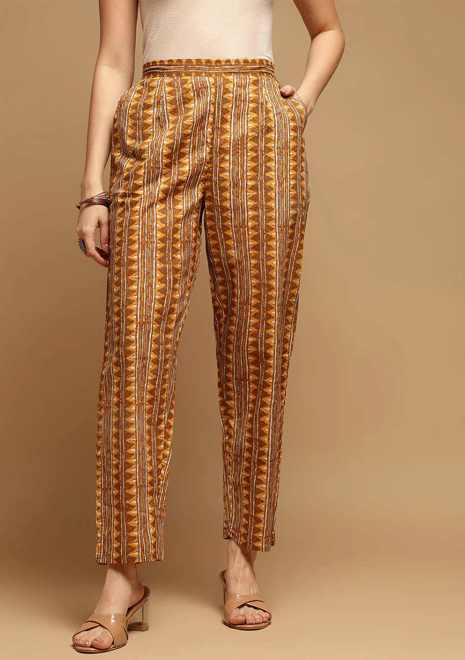Brown and Mustard Suit Set with Dupatta - Image 6