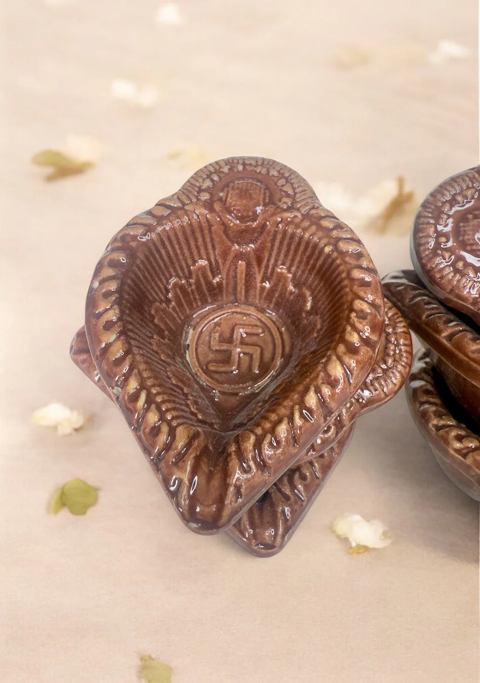 Brown Swastic Diya Set of 6 - Image 5