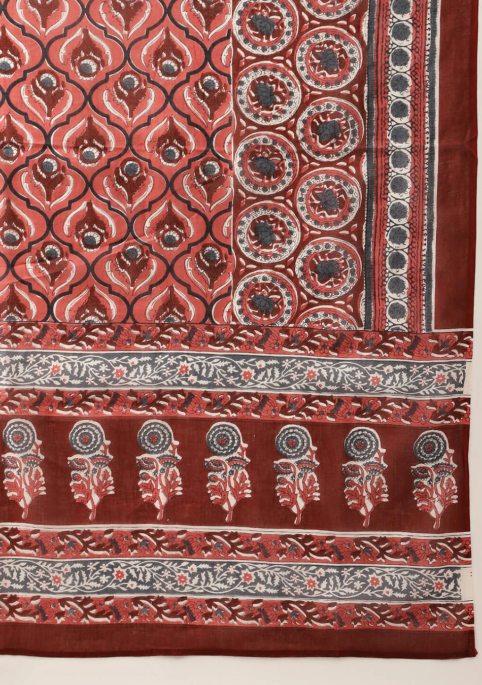 Burgundy Floral Cotton Anarkali Set - Image 8