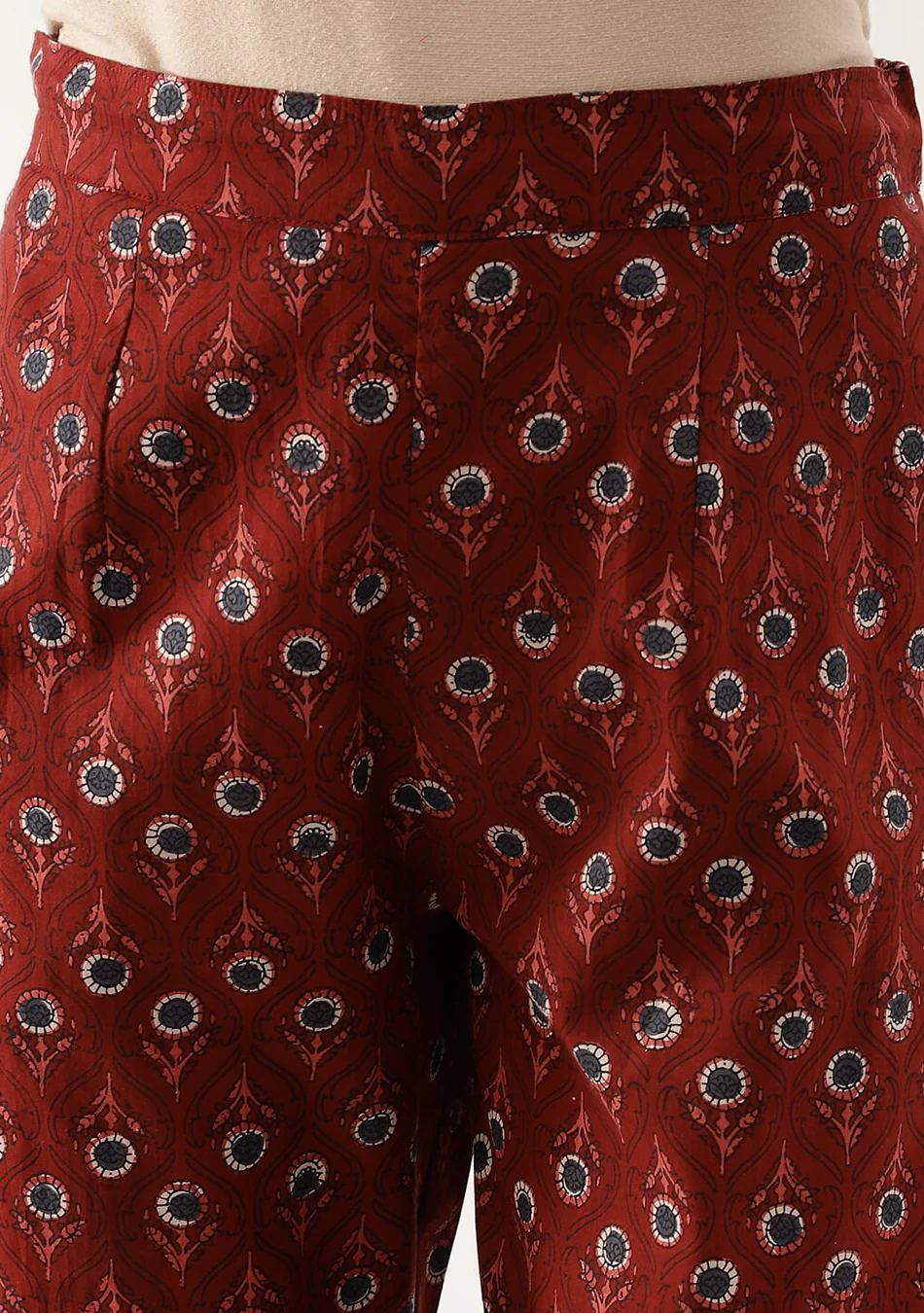 Burgundy Floral Cotton Anarkali Set - Image 9