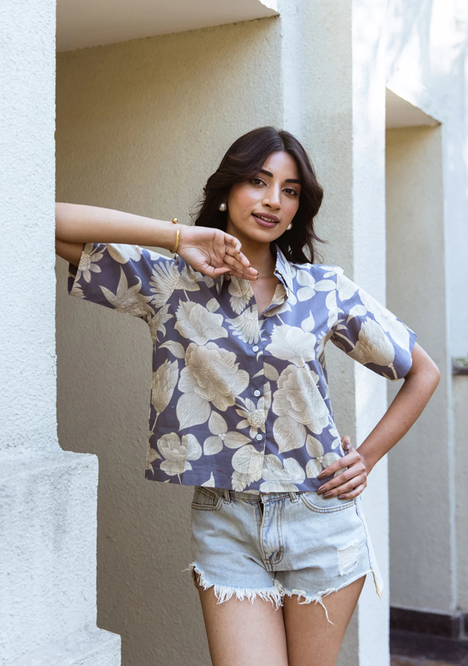 Aravalii Cerulean Bloom Artisan Top