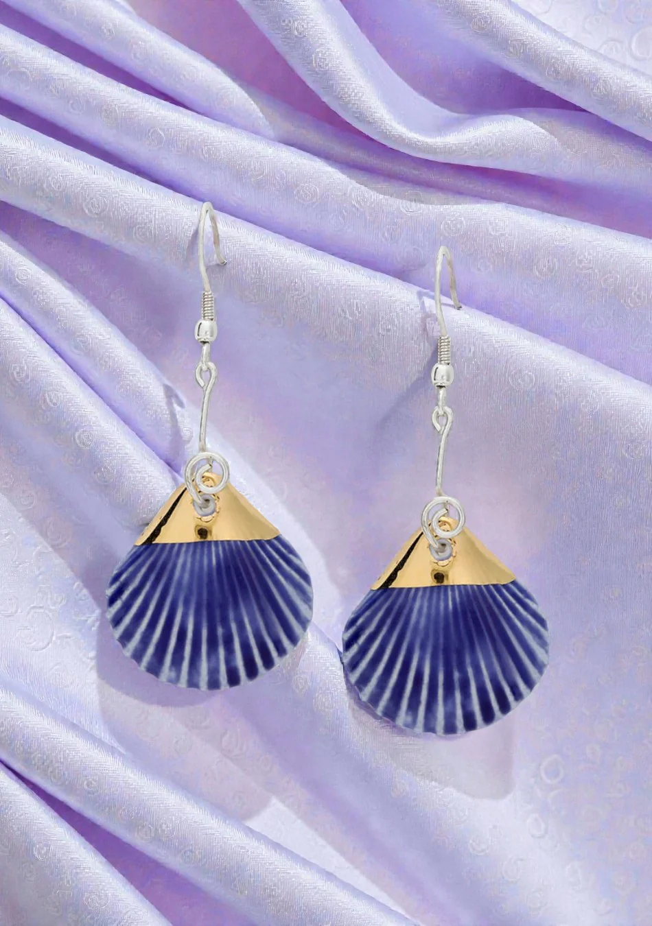 Cerulean Shell Elegance Earrings - Image 2