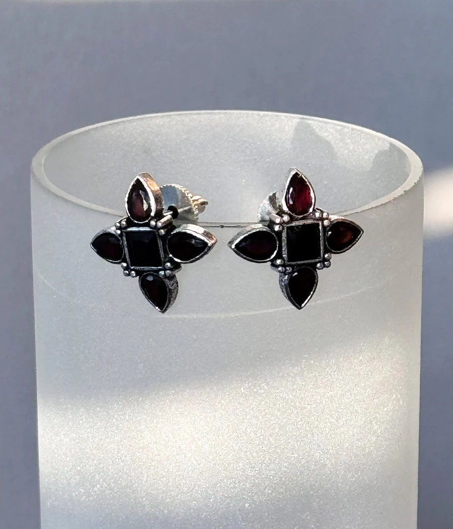 charcoal Petal Stud Earrings
