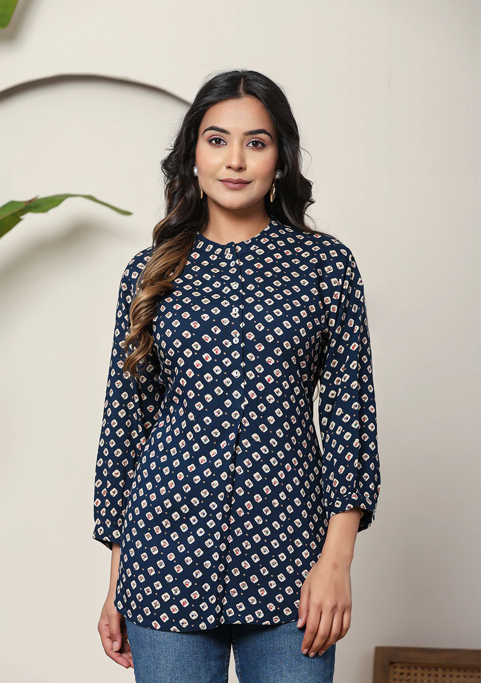 Cobalt diamond pleated top