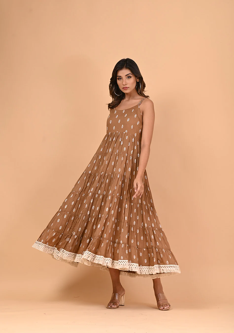 Coffee Tiered Dress - Image 11