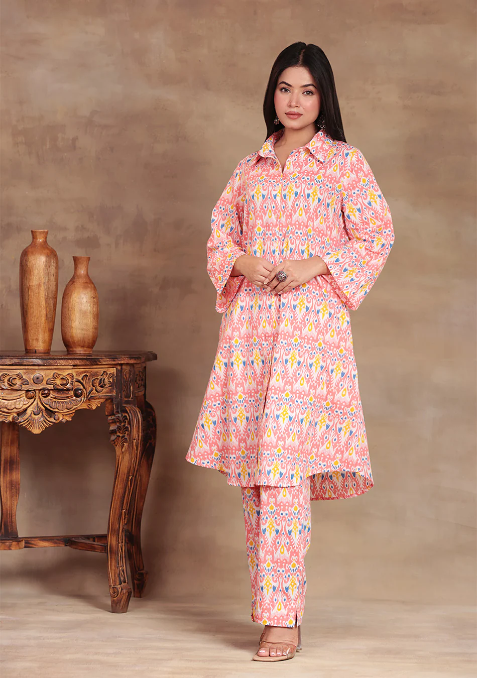Aravalii Coral Ikkat Co-ord Set - Image 10