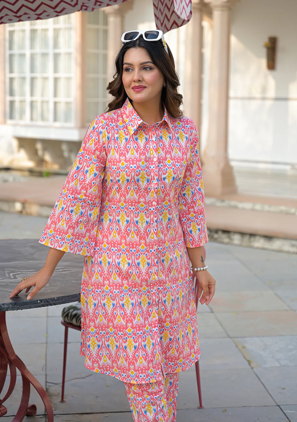 Aravalii Coral Ikkat Co-ord Set - Image 4