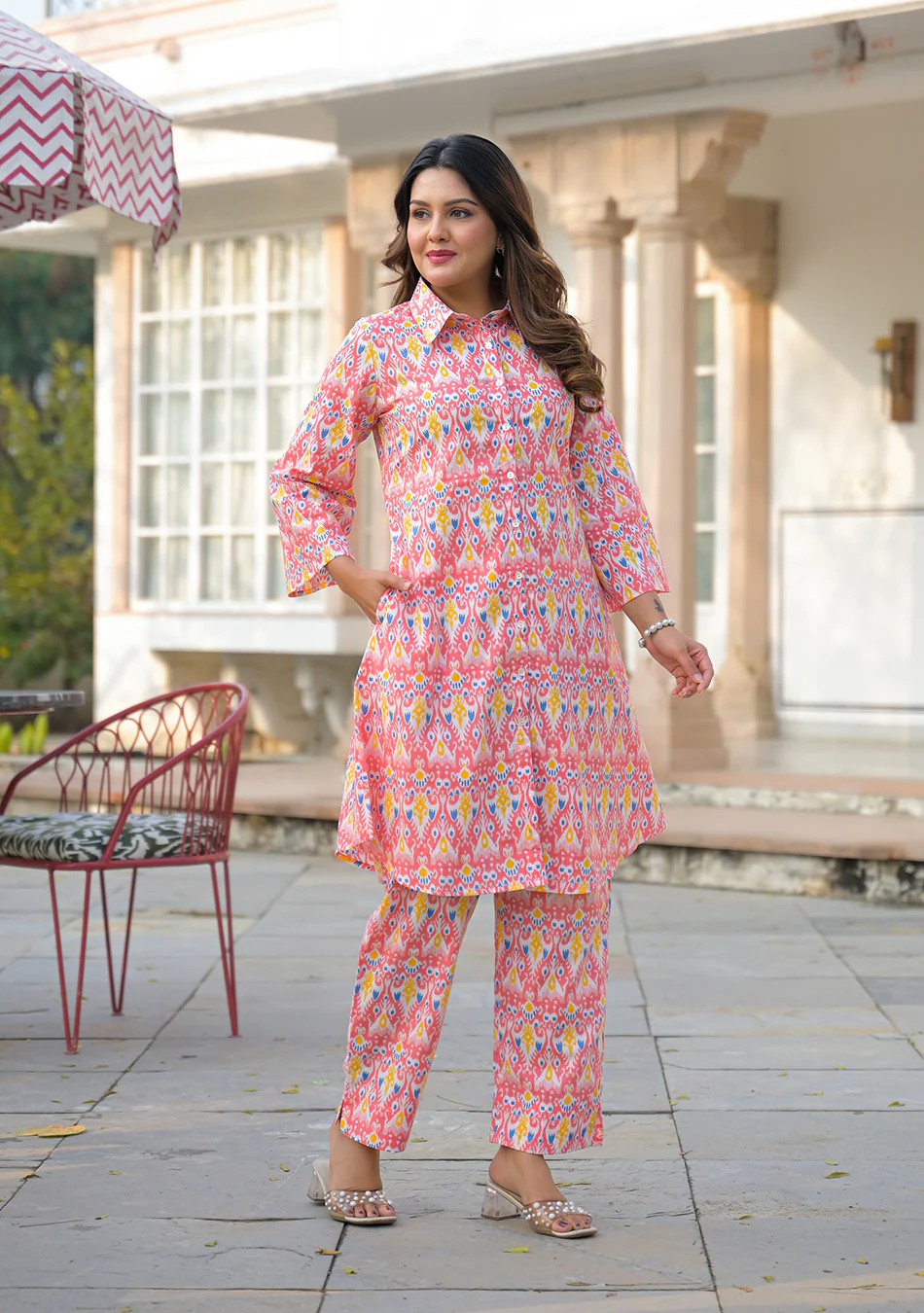 Aravalii Coral Ikkat Co-ord Set - Image 5