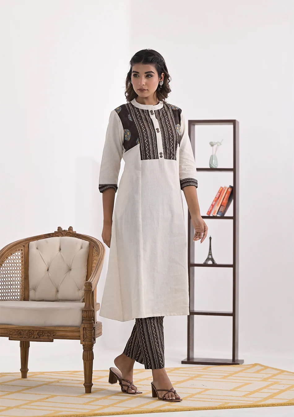 Ivory Patchwork Heritage Kurta - Image 3