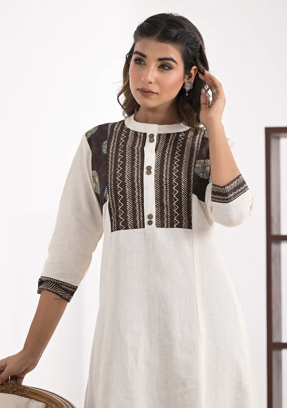 Ivory Patchwork Heritage Kurta - Image 4