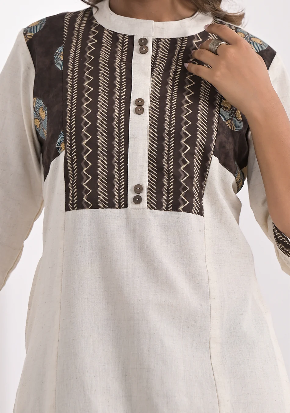 Ivory Patchwork Heritage Kurta - Image 6