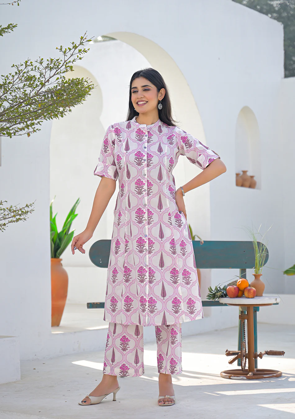 Aravalii Pink Mughal Motif Co-ord set