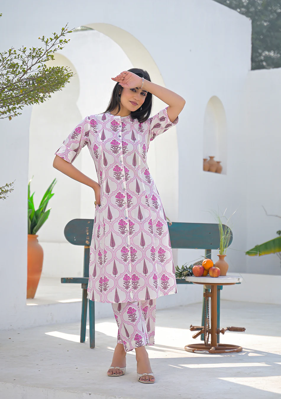 Aravalii Pink Mughal Motif Co-ord set - Image 3