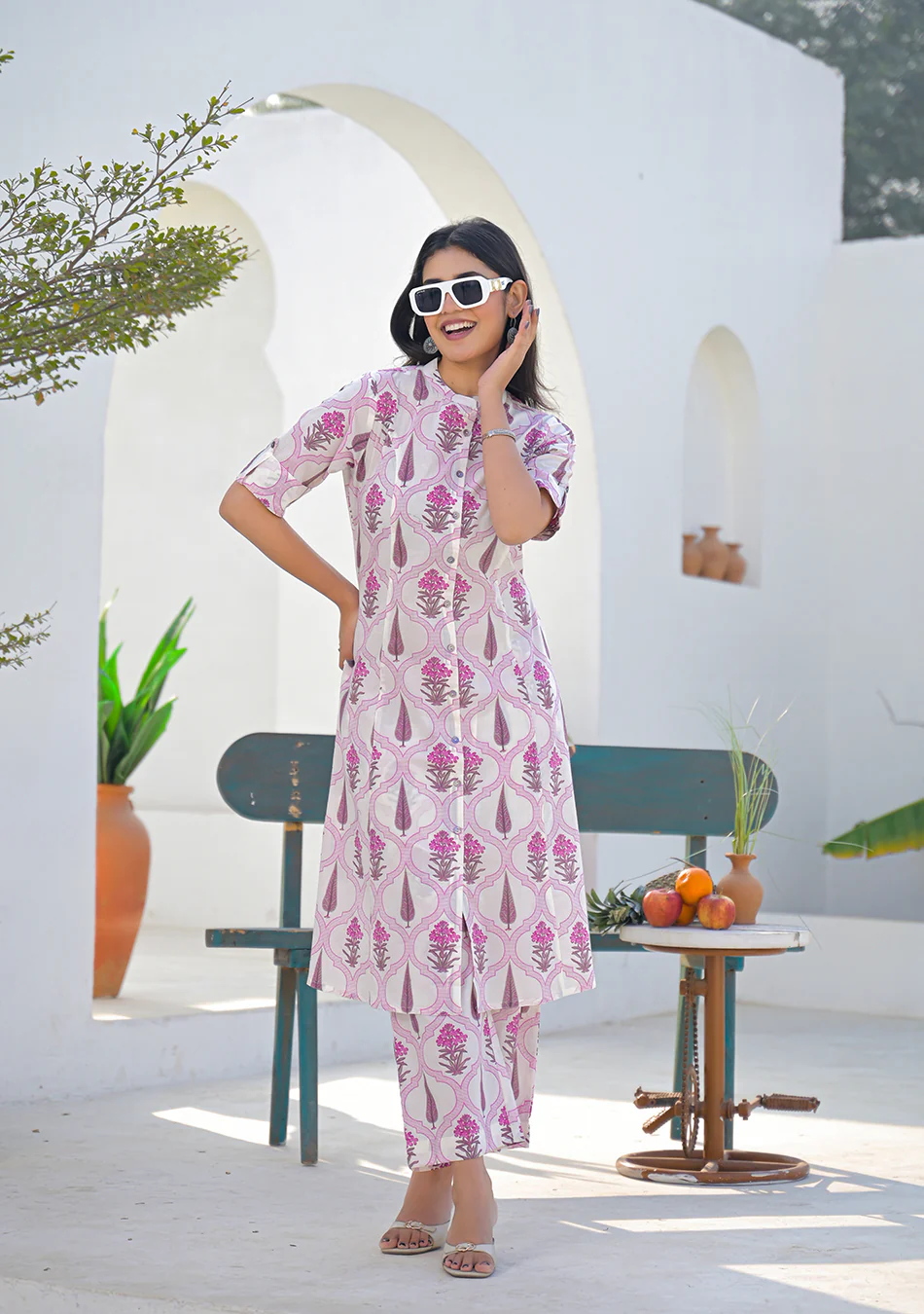 Aravalii Pink Mughal Motif Co-ord set - Image 6