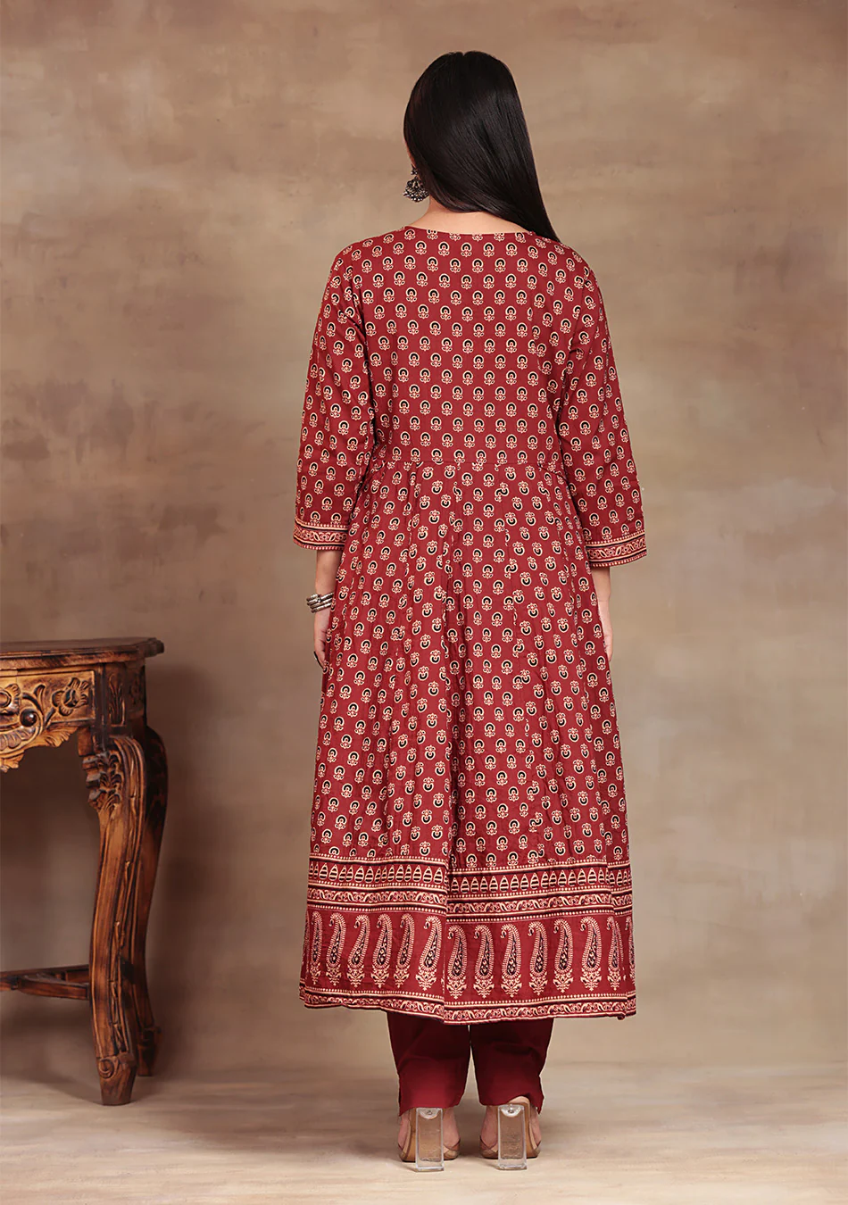 Aravalii Crimson Bloom Heritage Anarkali Set - Image 10