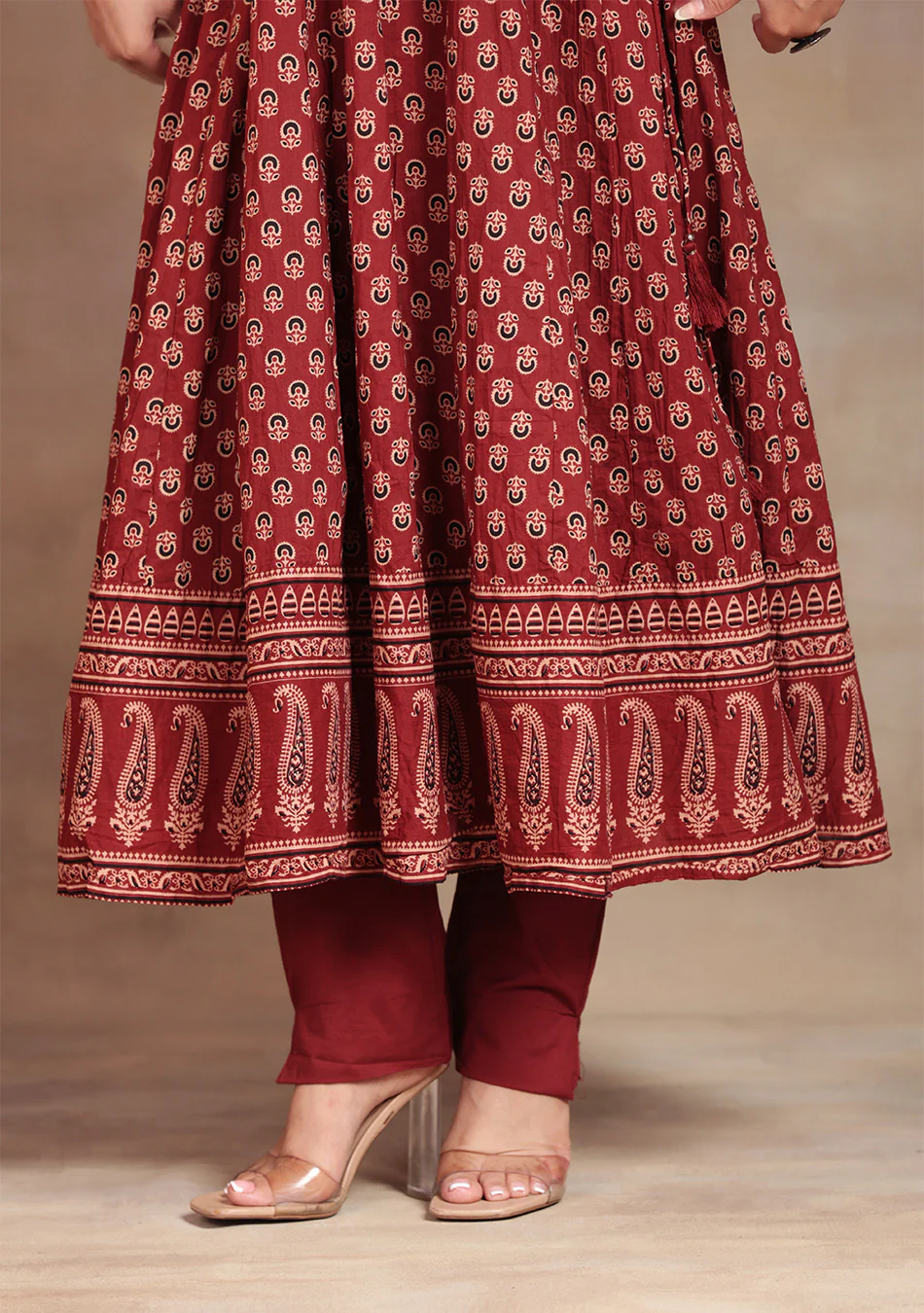 Aravalii Crimson Bloom Heritage Anarkali Set - Image 12