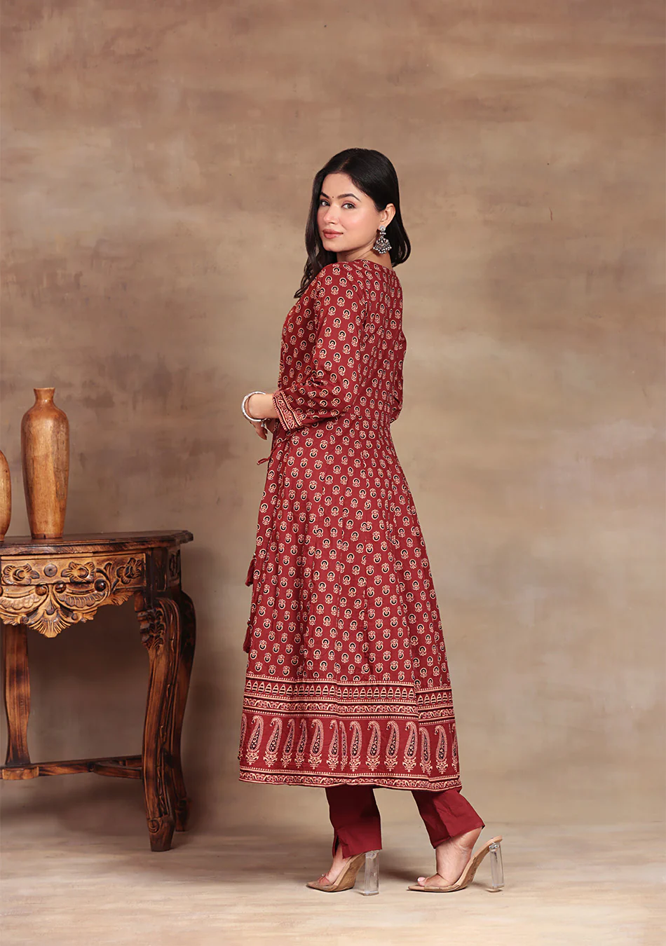 Aravalii Crimson Bloom Heritage Anarkali Set - Image 13