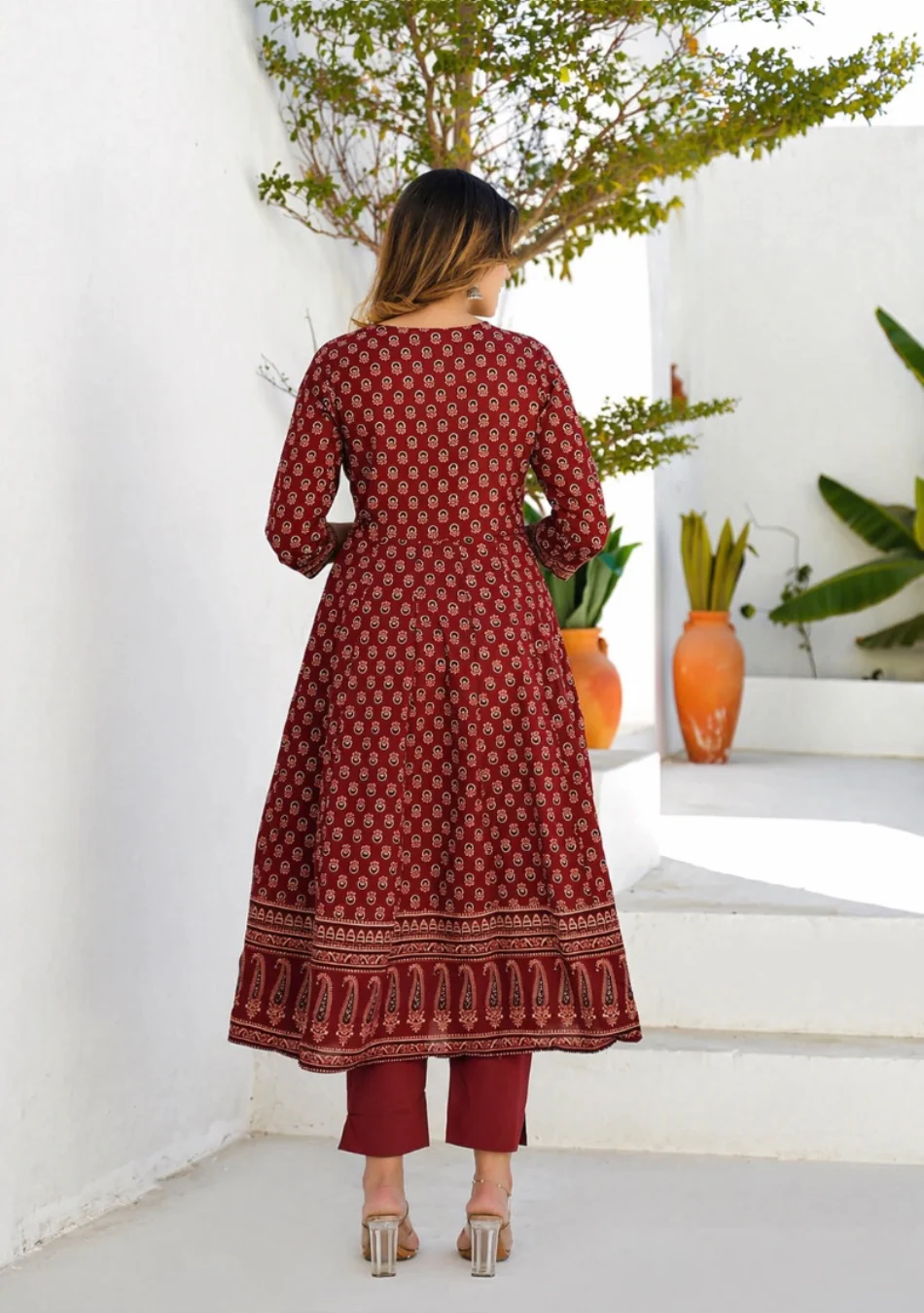 Aravalii Crimson Bloom Heritage Anarkali Set - Image 4