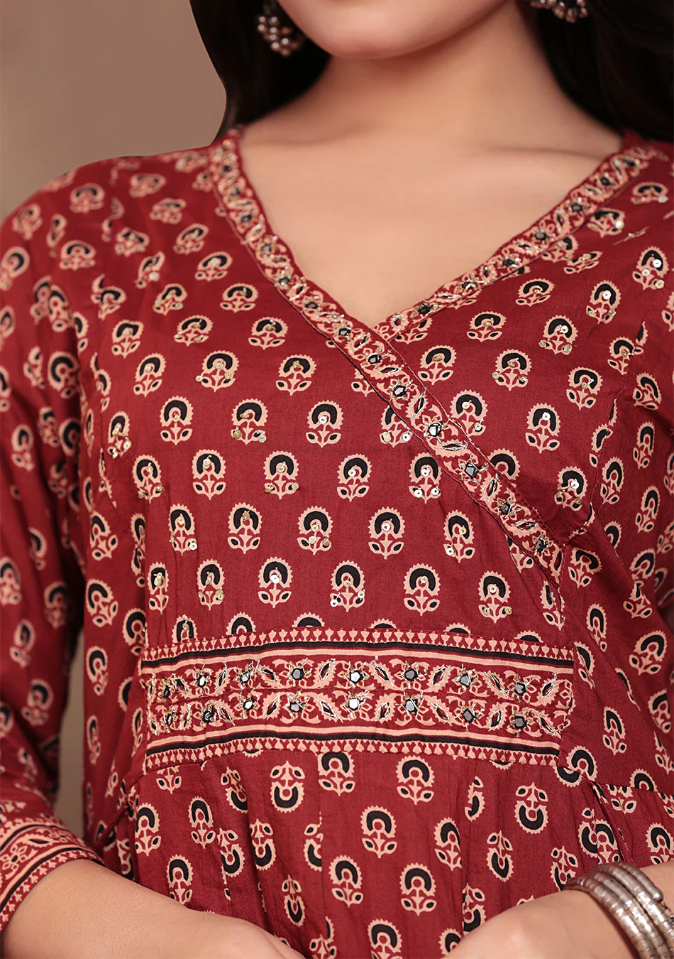 Aravalii Crimson Bloom Heritage Anarkali Set - Image 9