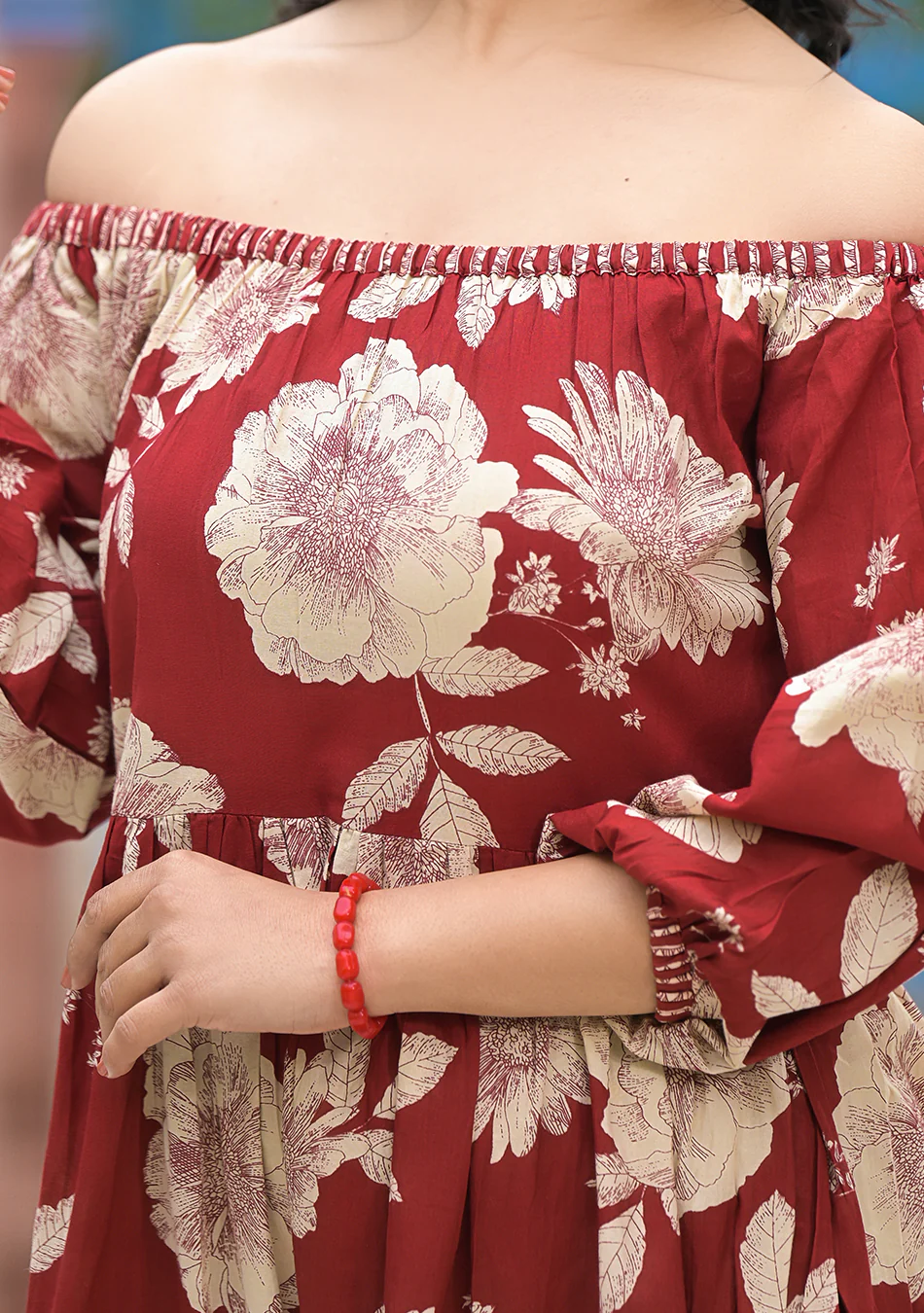 Aravalii Rosé Palais Off-Shoulder Dress - Image 14