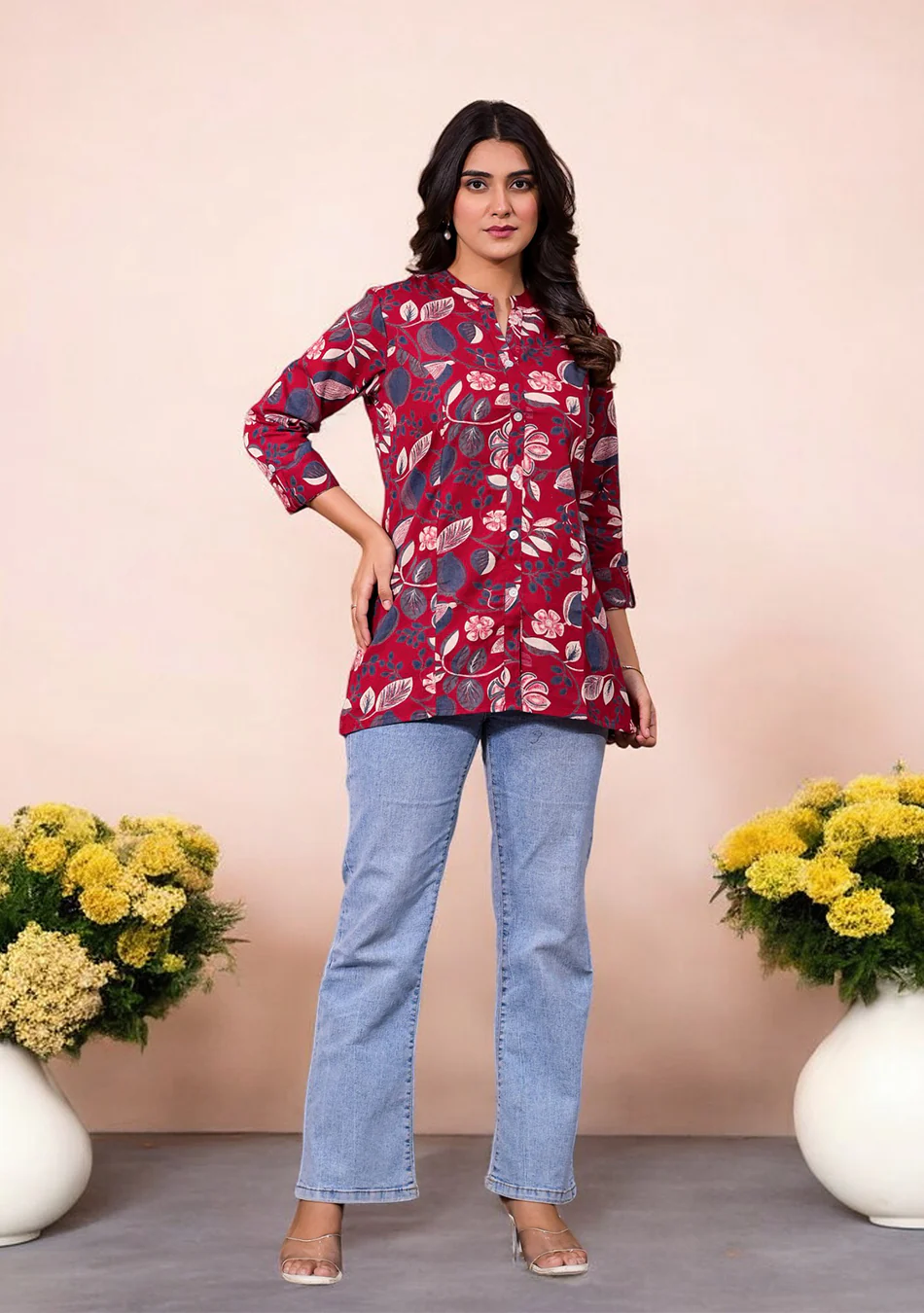 Aravalii Crimson Botanica Top - Image 4