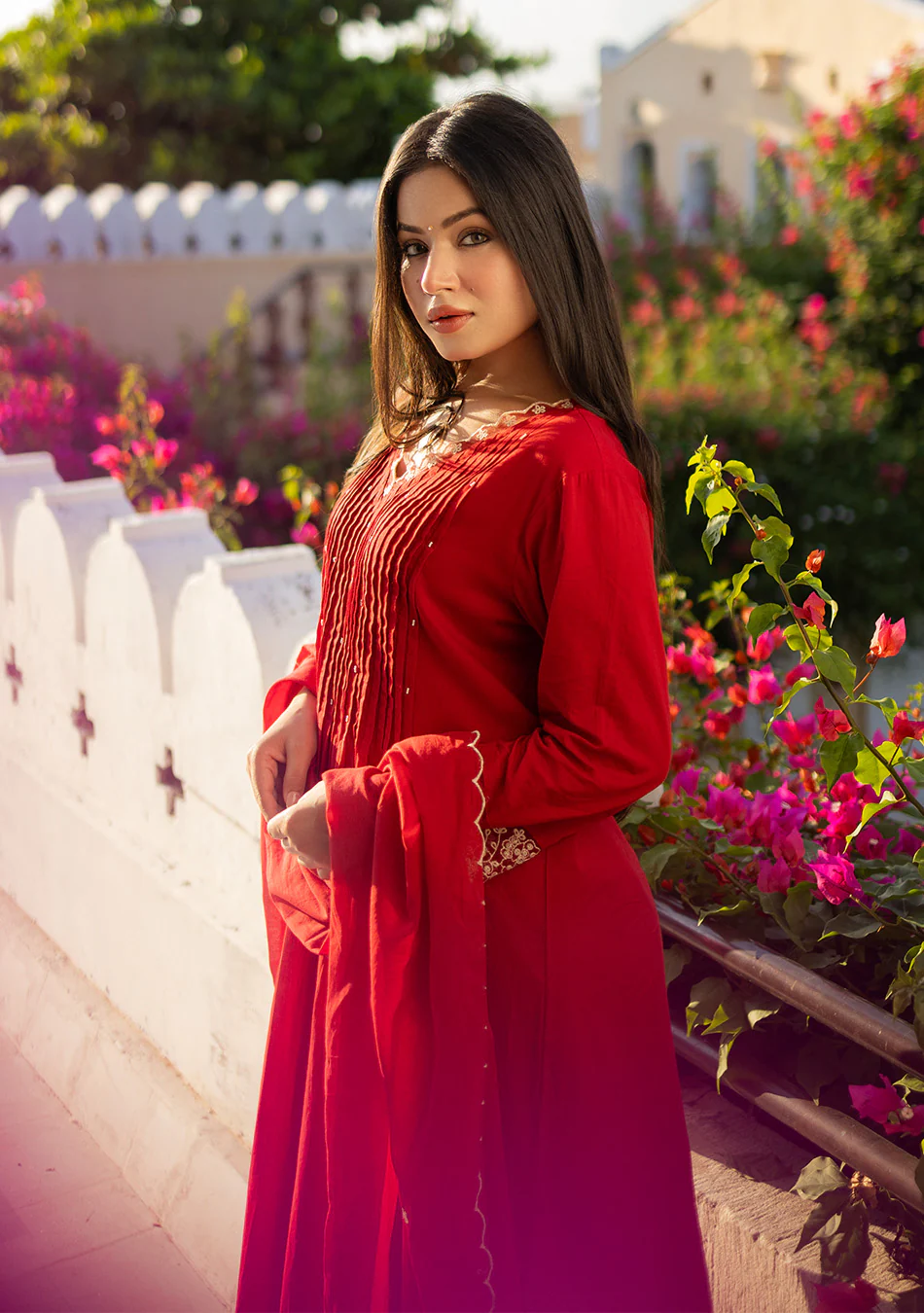 Crimson Elegance Embroidered Suit Set - Image 10