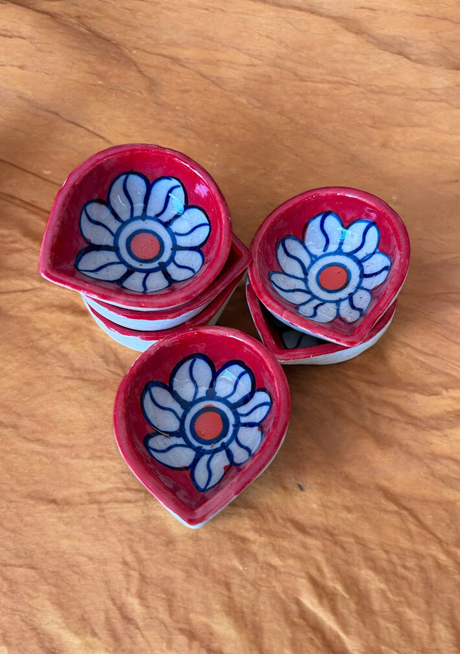 Crimson Floral Diyas Set of 6 - Image 6