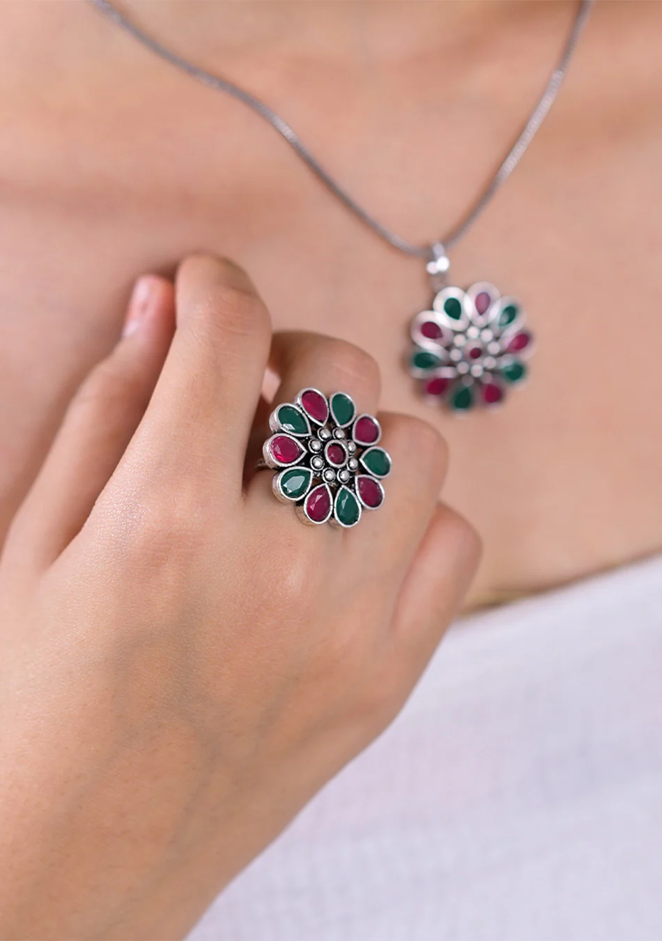 Crimson & Ivy Blossom Pendant Set - Image 6