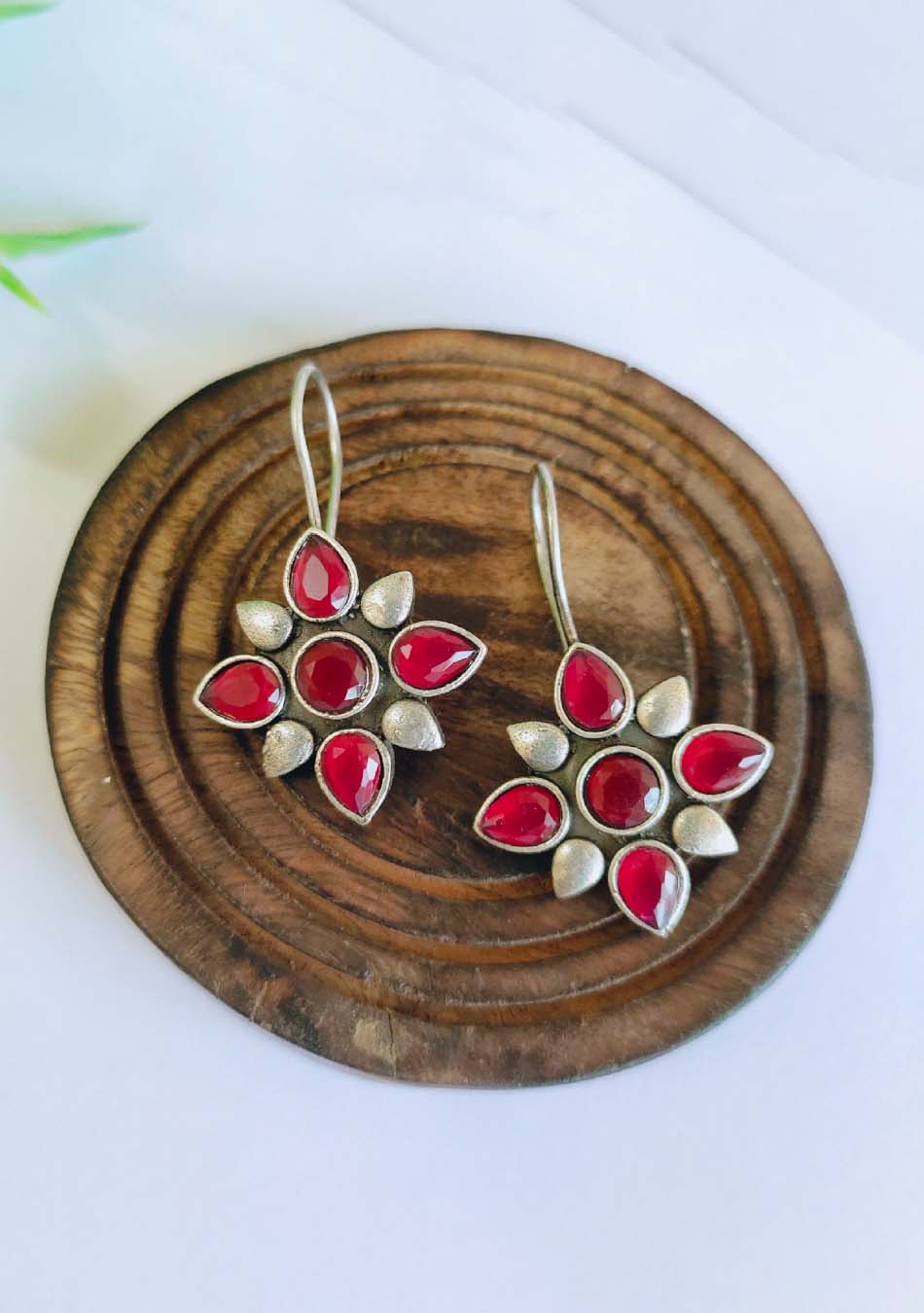 Crimson Petal Hook Earrings - Image 3