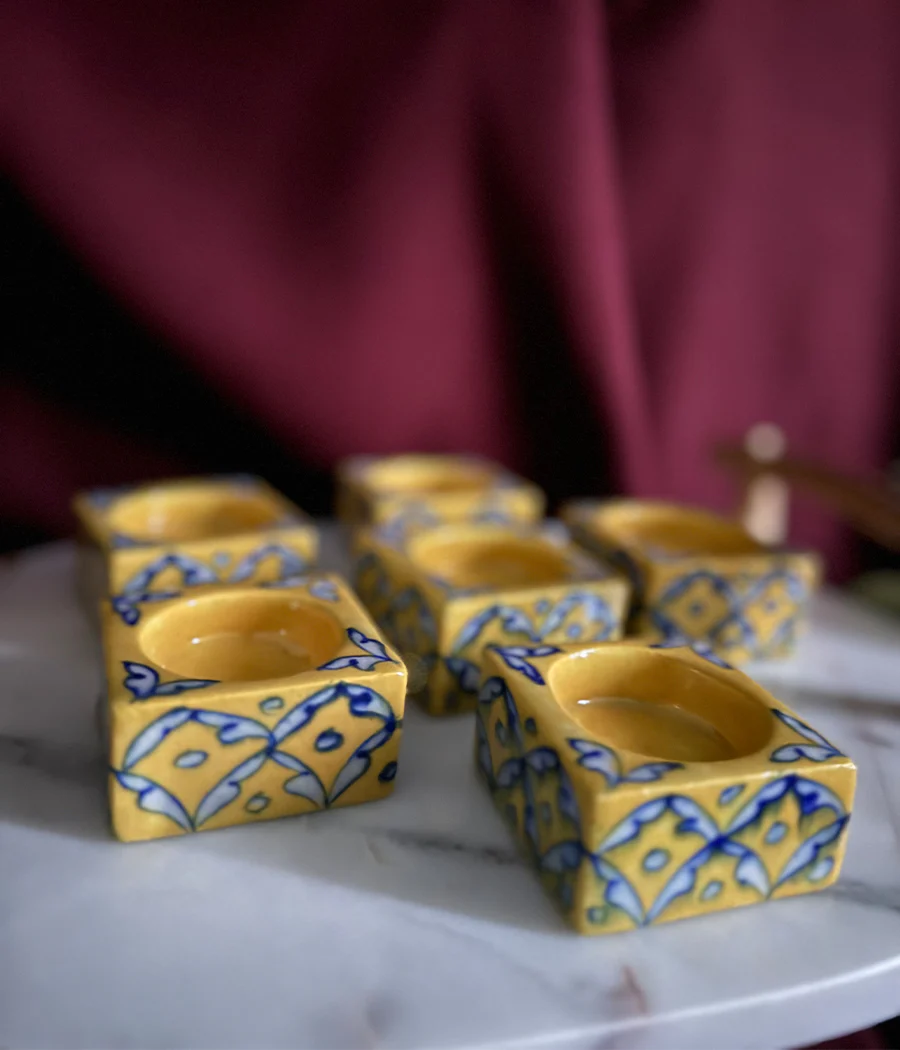 Blue Pottery Square Diyas - Set of 6 - Image 10