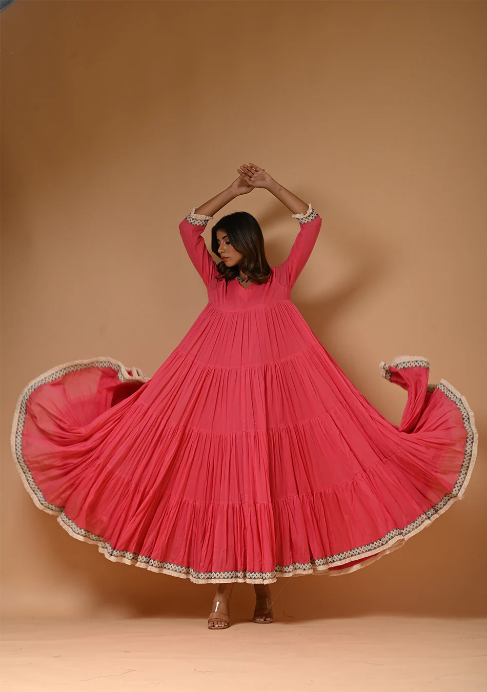 Aravalii Dark Pink Voile Heritage Dress - Image 6