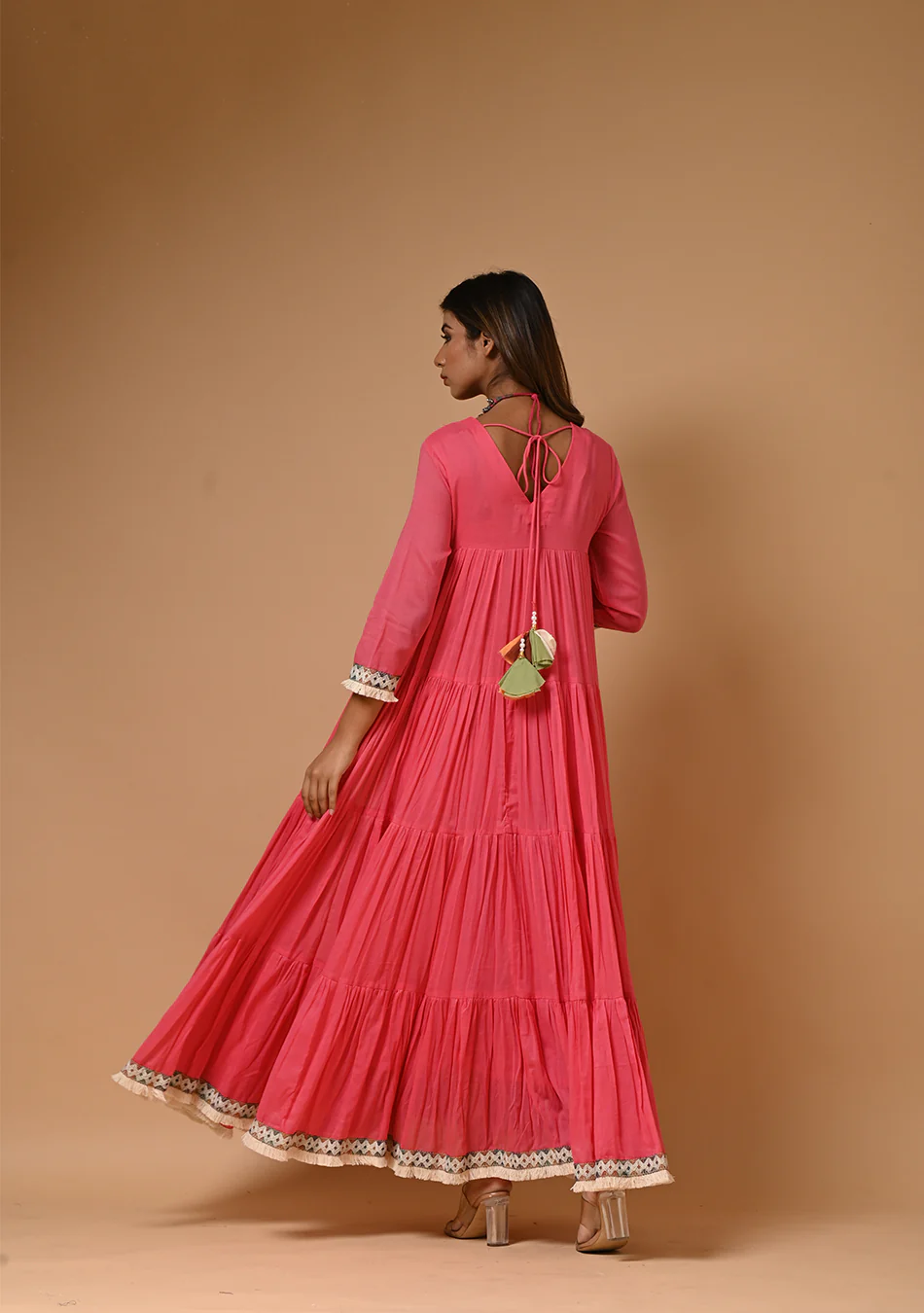 Aravalii Dark Pink Voile Heritage Dress - Image 7