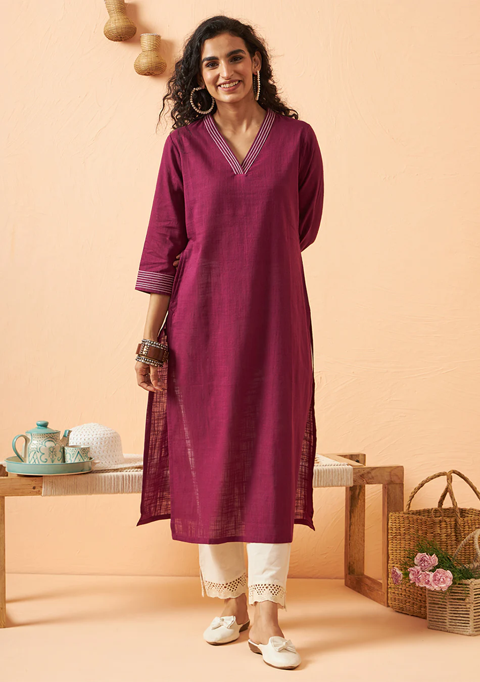 Aravalii Aurelle Deep Plum Kurta