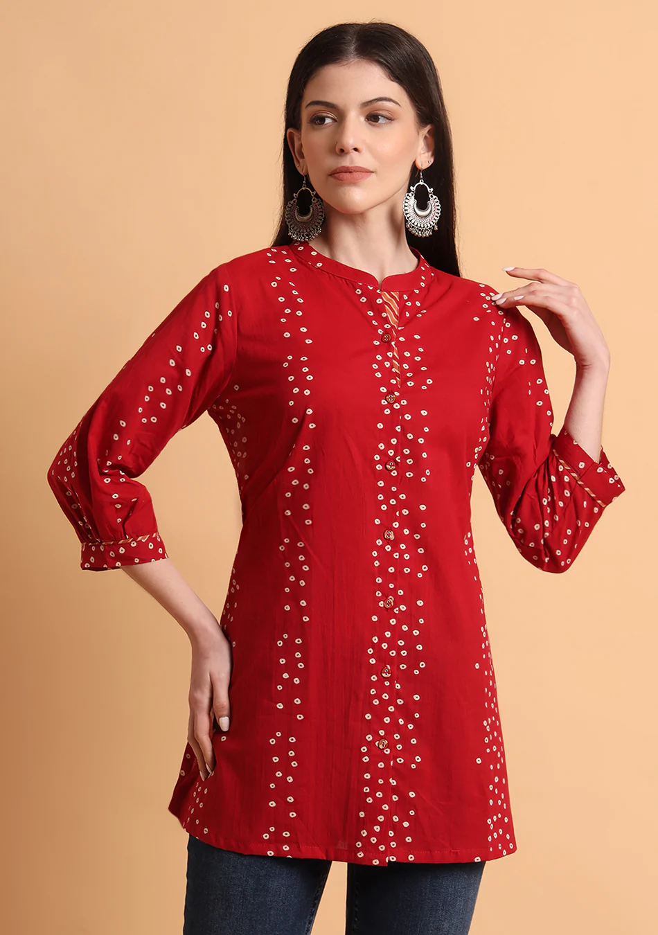 Deep Red Bandhani Top - Image 6