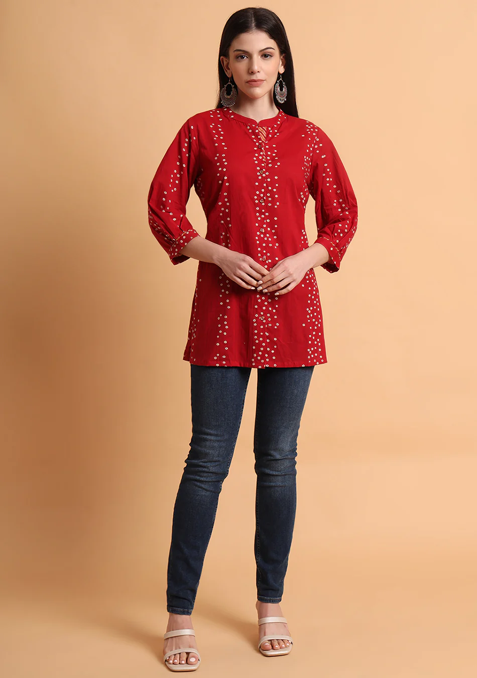 Deep Red Bandhani Top - Image 7