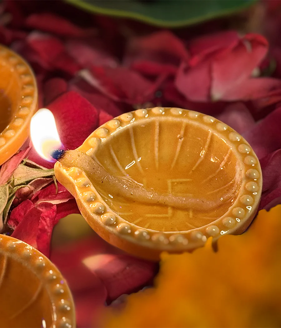 Peach Swastic Diya - Set of 6 - Image 8